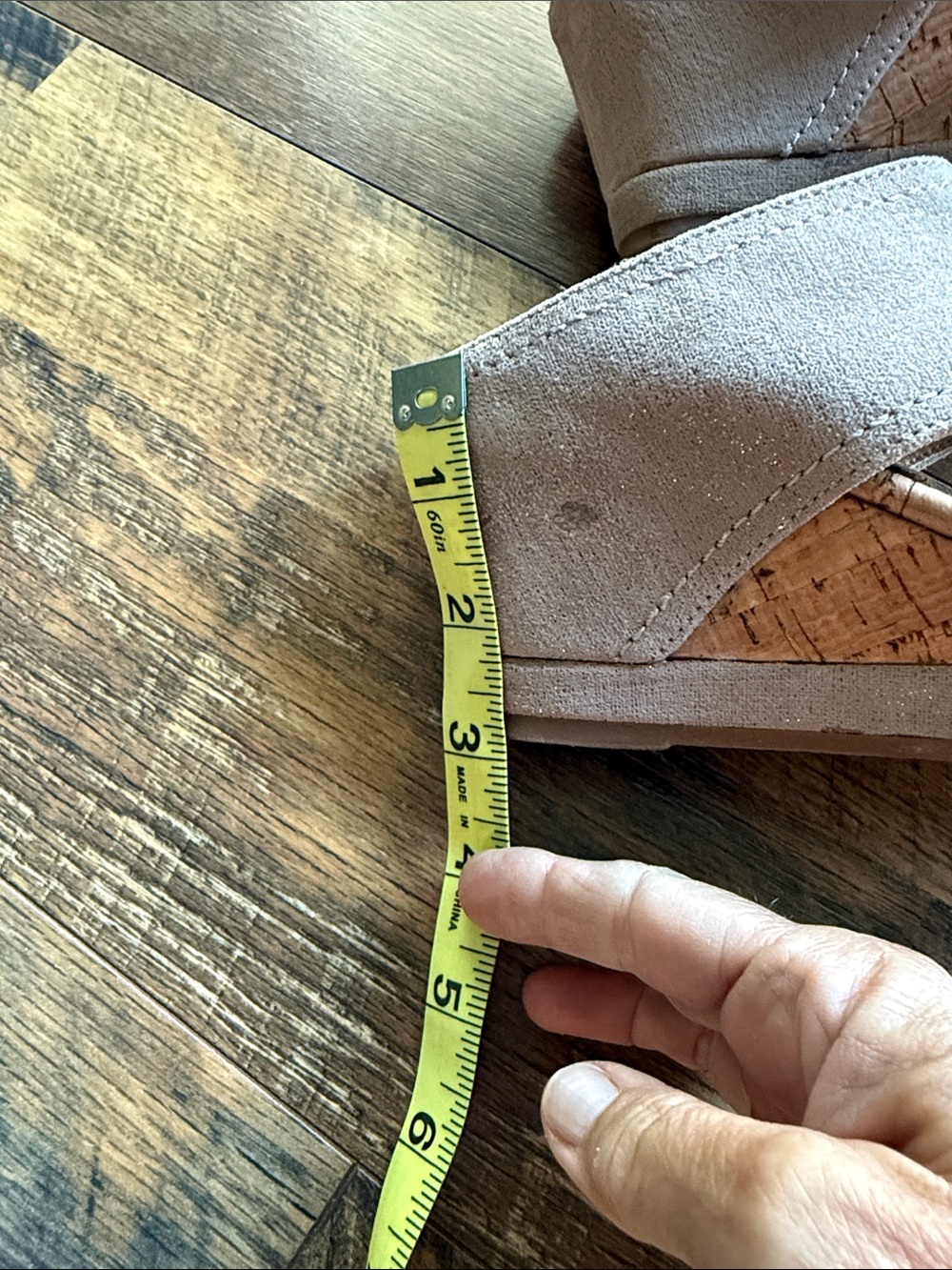 Donald J. Pliner Taupe Suede Cork Wedge Sandals - Picture 3 of 5